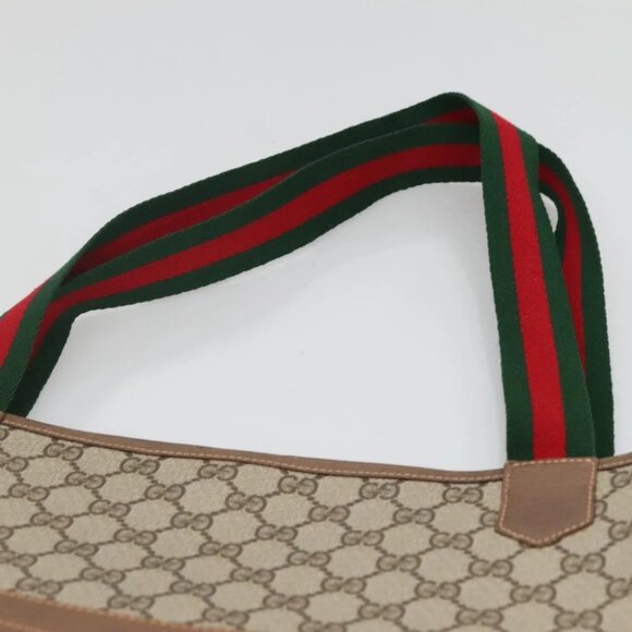 GUCCI GG Supreme Web Sherry Line Tote Bag PVC Beige 002 904 0222 Auth BA1254 - Picture 9 of 15